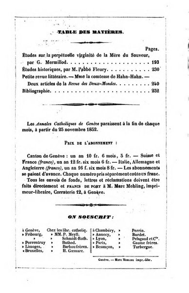 Annales catholiques de Geneve