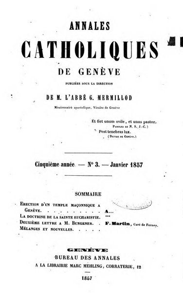 Annales catholiques de Geneve