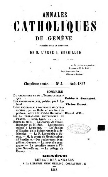 Annales catholiques de Geneve