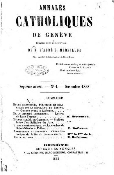 Annales catholiques de Geneve