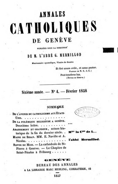 Annales catholiques de Geneve