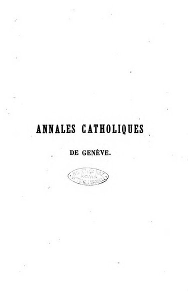 Annales catholiques de Geneve