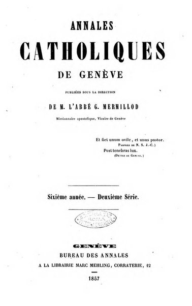 Annales catholiques de Geneve