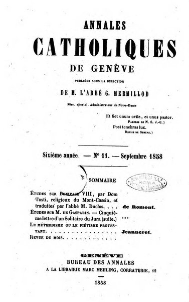 Annales catholiques de Geneve