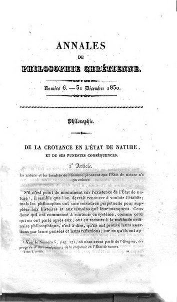 Annales de philosophie chretienne recueil periodique ...