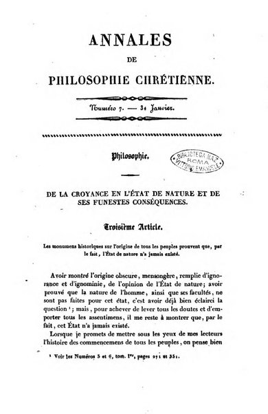 Annales de philosophie chretienne recueil periodique ...