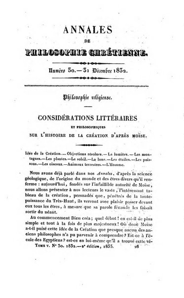 Annales de philosophie chretienne recueil periodique ...