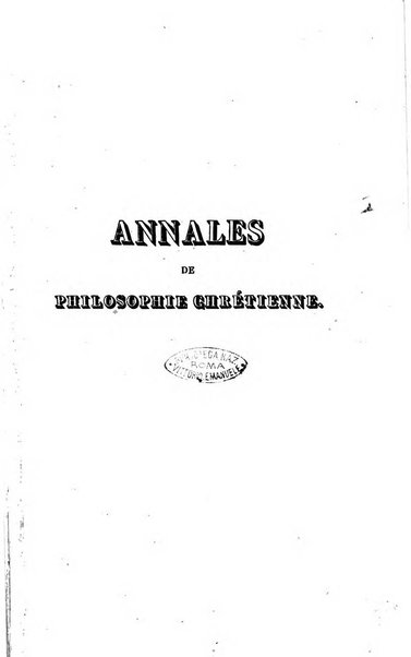 Annales de philosophie chretienne recueil periodique ...