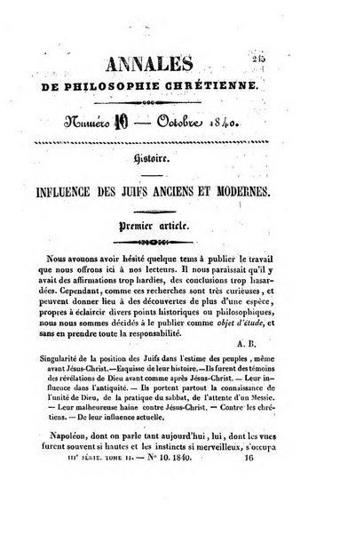 Annales de philosophie chretienne recueil periodique ...