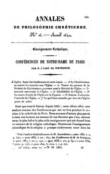 Annales de philosophie chretienne recueil periodique ...