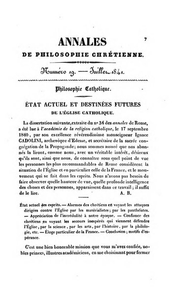 Annales de philosophie chretienne recueil periodique ...