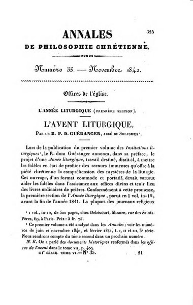 Annales de philosophie chretienne recueil periodique ...