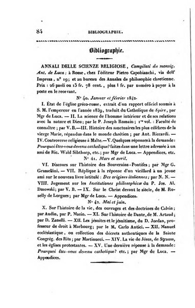 Annales de philosophie chretienne recueil periodique ...