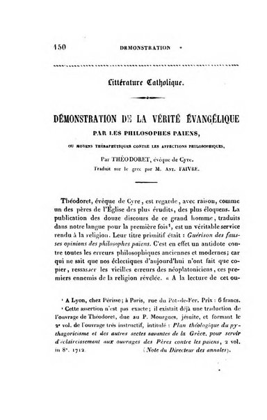 Annales de philosophie chretienne recueil periodique ...