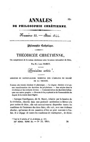 Annales de philosophie chretienne recueil periodique ...