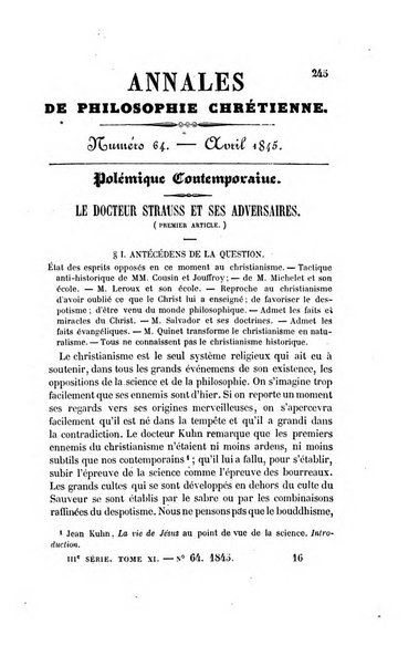 Annales de philosophie chretienne recueil periodique ...