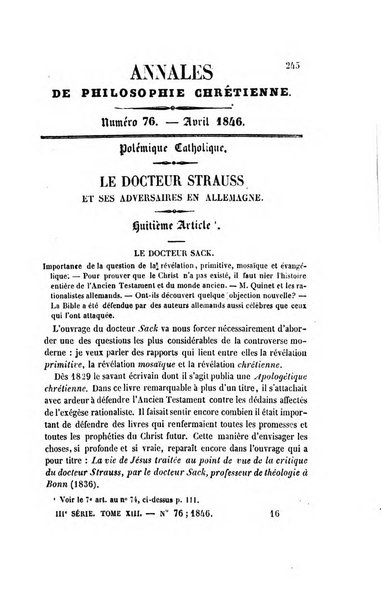 Annales de philosophie chretienne recueil periodique ...