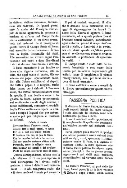 Annali degli avvocati di San Pietro periodico religioso, scientifico, legale