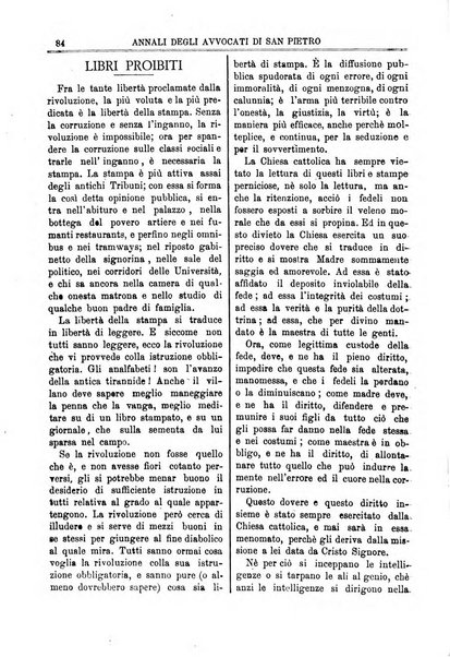 Annali degli avvocati di San Pietro periodico religioso, scientifico, legale