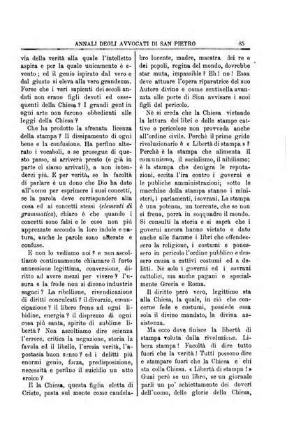 Annali degli avvocati di San Pietro periodico religioso, scientifico, legale