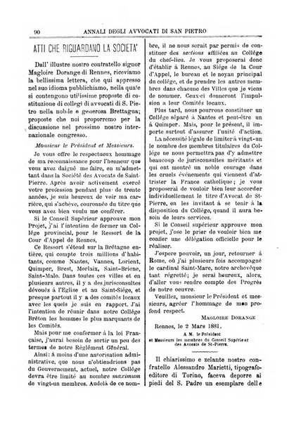 Annali degli avvocati di San Pietro periodico religioso, scientifico, legale