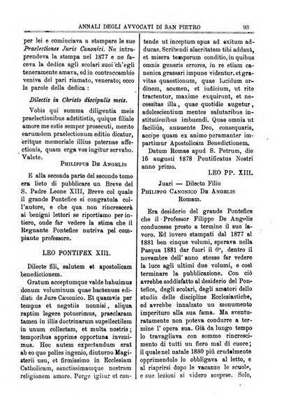 Annali degli avvocati di San Pietro periodico religioso, scientifico, legale