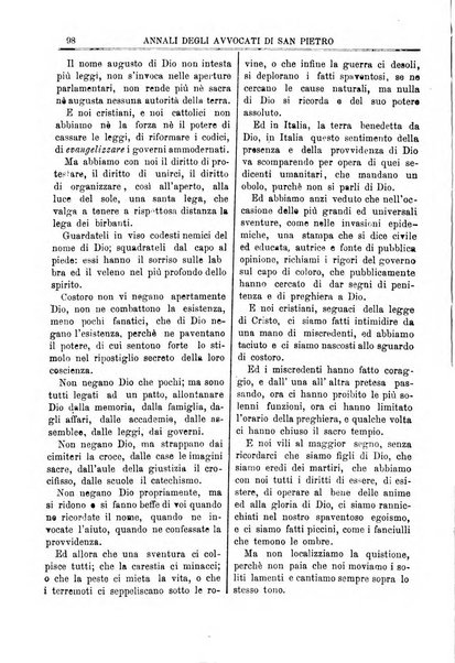 Annali degli avvocati di San Pietro periodico religioso, scientifico, legale