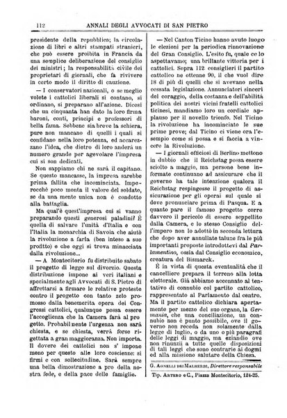 Annali degli avvocati di San Pietro periodico religioso, scientifico, legale