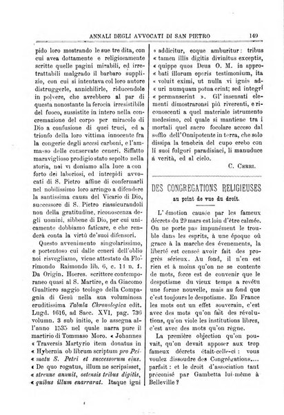 Annali degli avvocati di San Pietro periodico religioso, scientifico, legale