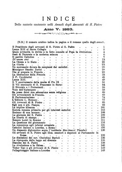 Annali degli avvocati di San Pietro periodico religioso, scientifico, legale