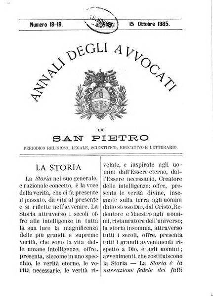 Annali degli avvocati di San Pietro periodico religioso, scientifico, legale