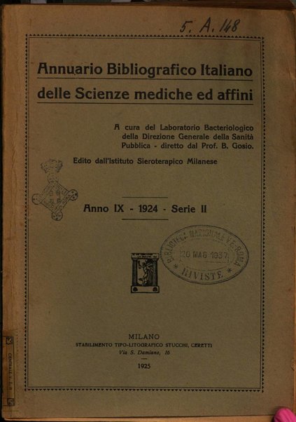 Annuario bibliografico italiano delle scienze mediche e affini