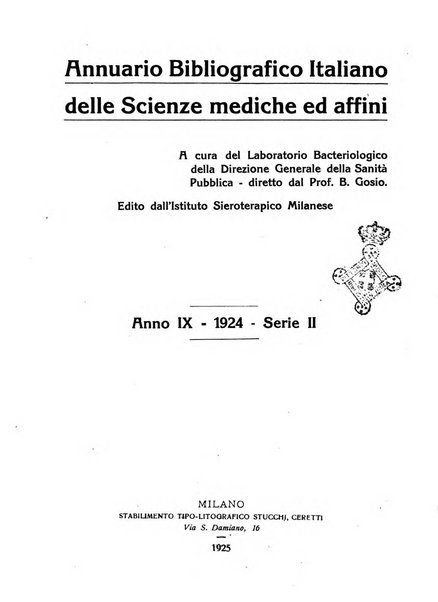 Annuario bibliografico italiano delle scienze mediche e affini