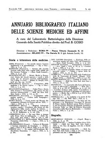 Annuario bibliografico italiano delle scienze mediche e affini