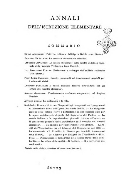 Annali dell'istruzione elementare rassegna bimestrale della Direzione generale per l'istruzione elementare