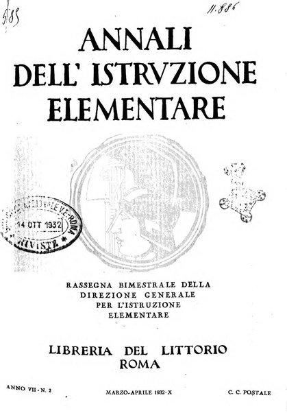 Annali dell'istruzione elementare rassegna bimestrale della Direzione generale per l'istruzione elementare