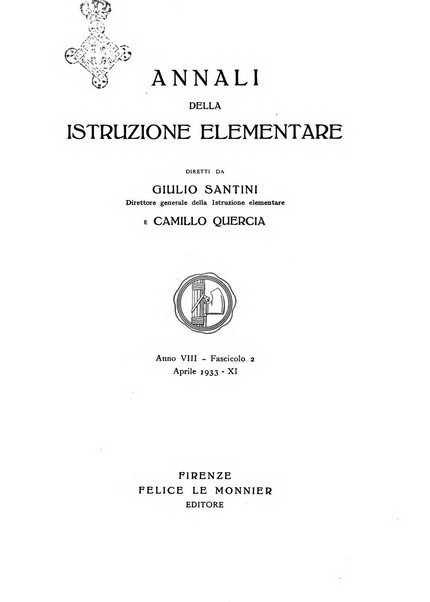 Annali dell'istruzione elementare rassegna bimestrale della Direzione generale per l'istruzione elementare