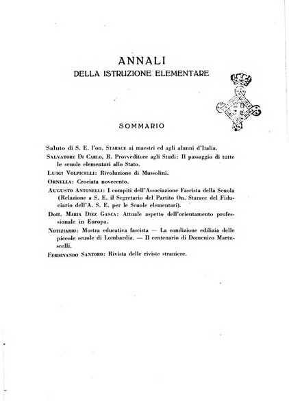 Annali dell'istruzione elementare rassegna bimestrale della Direzione generale per l'istruzione elementare