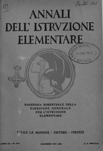 Annali dell'istruzione elementare rassegna bimestrale della Direzione generale per l'istruzione elementare