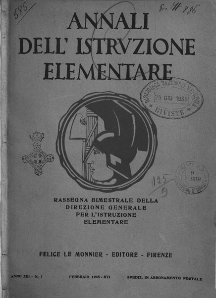 Annali dell'istruzione elementare rassegna bimestrale della Direzione generale per l'istruzione elementare