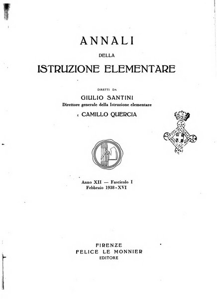 Annali dell'istruzione elementare rassegna bimestrale della Direzione generale per l'istruzione elementare