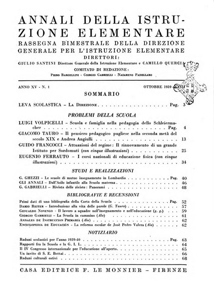 Annali dell'istruzione elementare rassegna bimestrale della Direzione generale per l'istruzione elementare