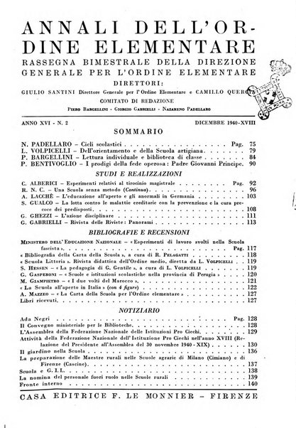 Annali dell'istruzione elementare rassegna bimestrale della Direzione generale per l'istruzione elementare