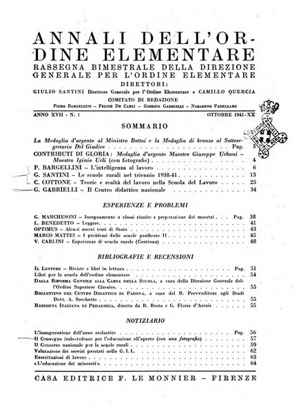 Annali dell'istruzione elementare rassegna bimestrale della Direzione generale per l'istruzione elementare