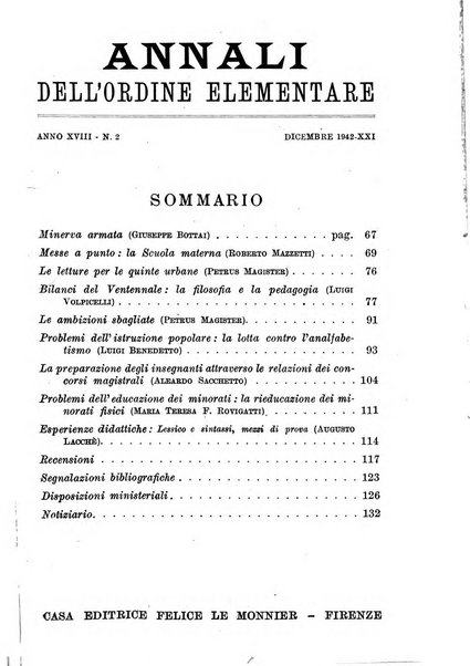 Annali dell'istruzione elementare rassegna bimestrale della Direzione generale per l'istruzione elementare