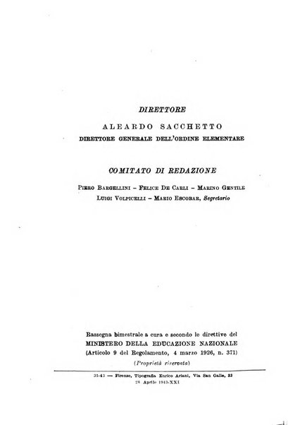 Annali dell'istruzione elementare rassegna bimestrale della Direzione generale per l'istruzione elementare