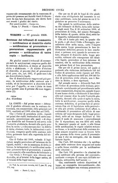 Annali della giurisprudenza italiana raccolta generale delle decisioni delle Corti di cassazione e d'appello in materia civile, criminale, commerciale, di diritto pubblico e amministrativo, e di procedura civile e penale