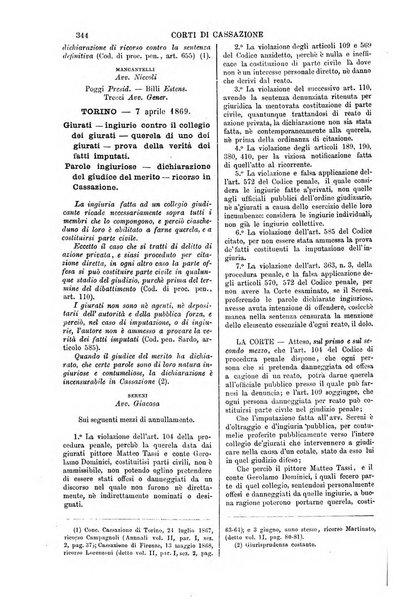 Annali della giurisprudenza italiana raccolta generale delle decisioni delle Corti di cassazione e d'appello in materia civile, criminale, commerciale, di diritto pubblico e amministrativo, e di procedura civile e penale