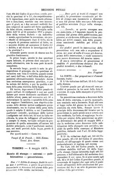 Annali della giurisprudenza italiana raccolta generale delle decisioni delle Corti di cassazione e d'appello in materia civile, criminale, commerciale, di diritto pubblico e amministrativo, e di procedura civile e penale