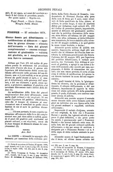 Annali della giurisprudenza italiana raccolta generale delle decisioni delle Corti di cassazione e d'appello in materia civile, criminale, commerciale, di diritto pubblico e amministrativo, e di procedura civile e penale